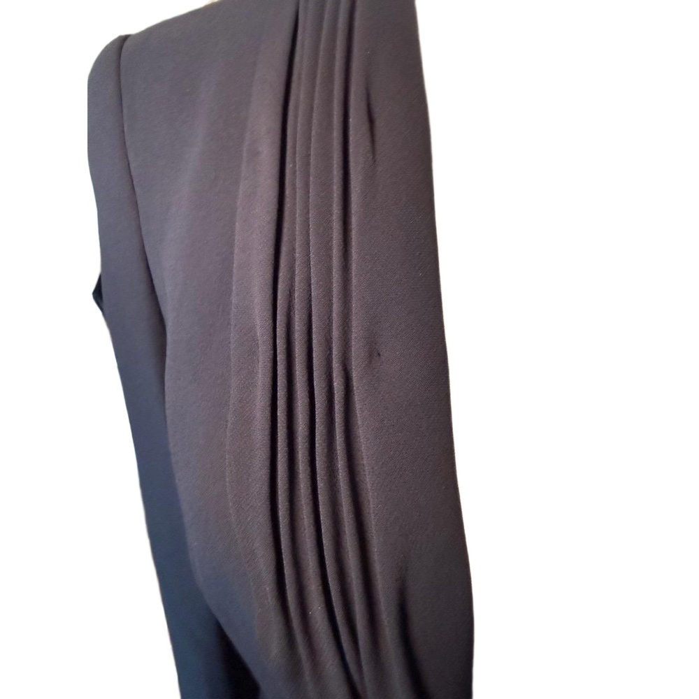 Dark Navy Escada Draped Blazer Rhinestone Clasp Evening Formal, Size 40 - Picture 5 of 8